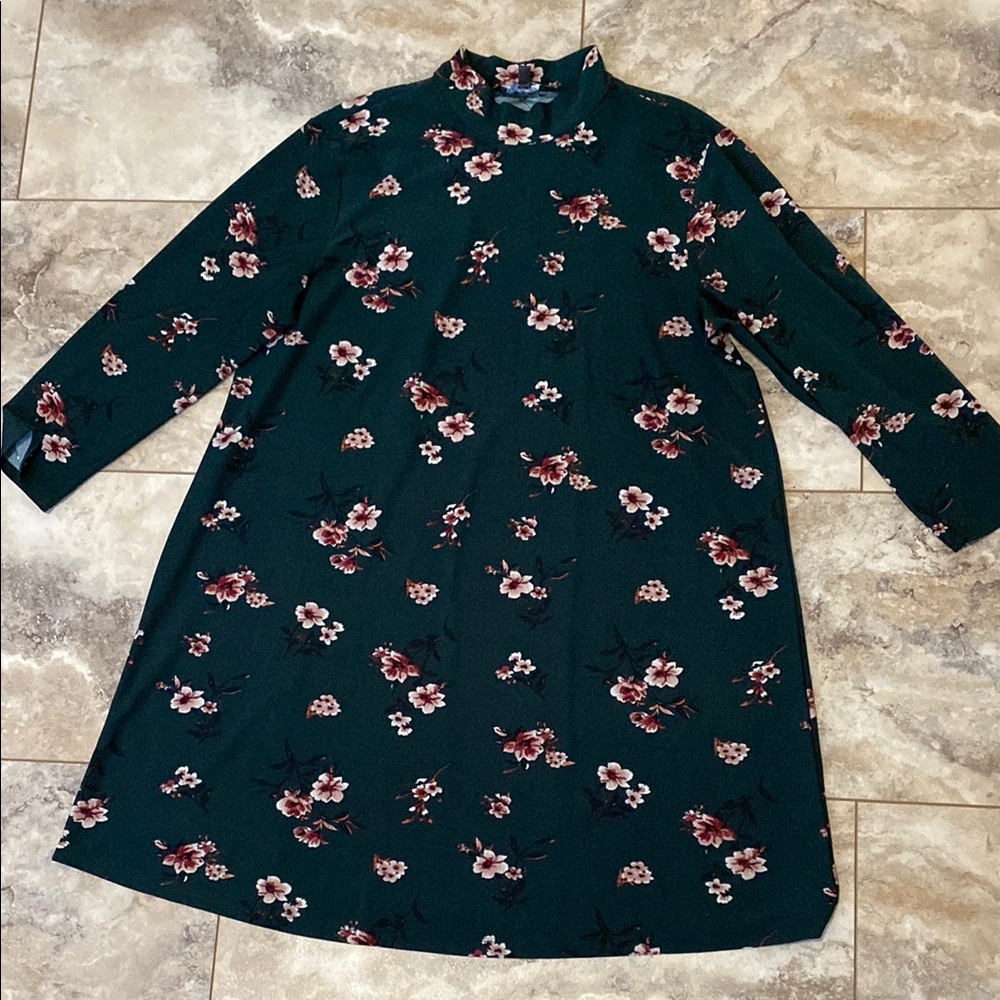 Dark Green Floral Dress